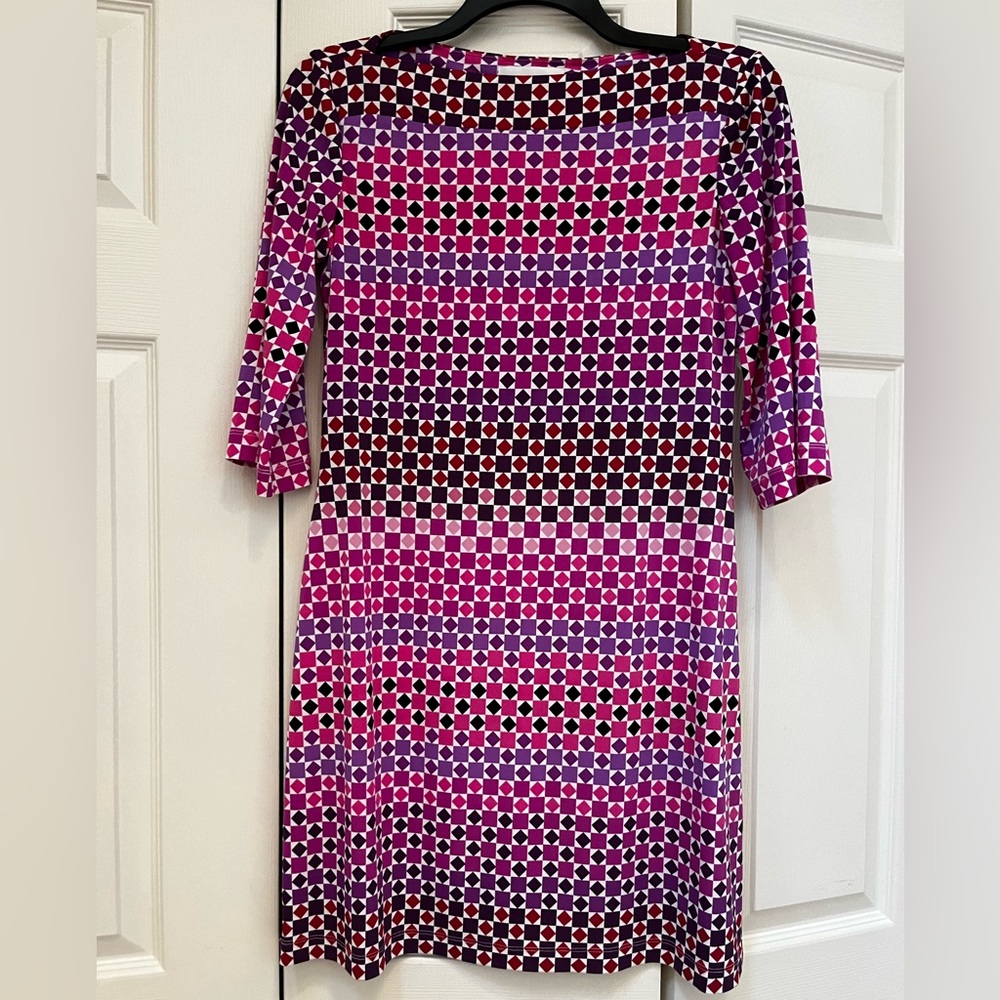 ⭐️EUC - Donna Morgan - Purple and Pink square diamond pattern - Woman's Size 8